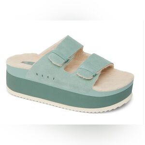 Reef Green and Cream Platform Sandals